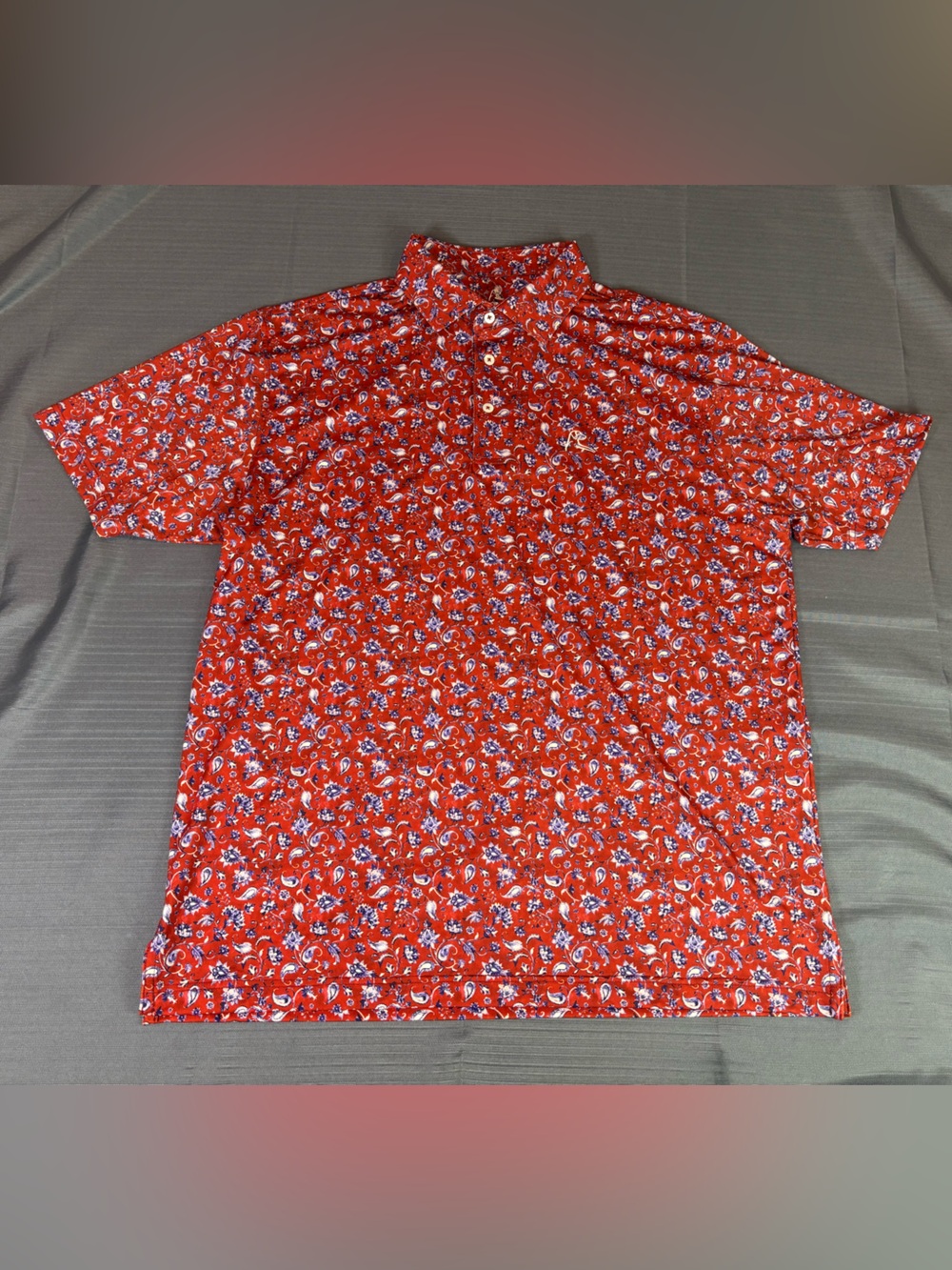 RHOBACK Floral Golf Polo Shirt Mens Large Performance Stretch